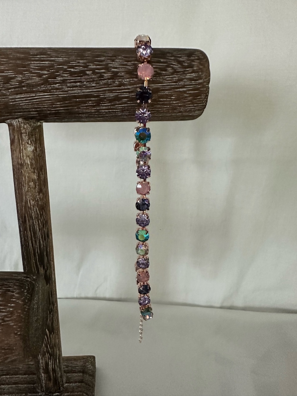 Multi-Color Crystal Tennis Necklace - Pink, Purple, Aqua